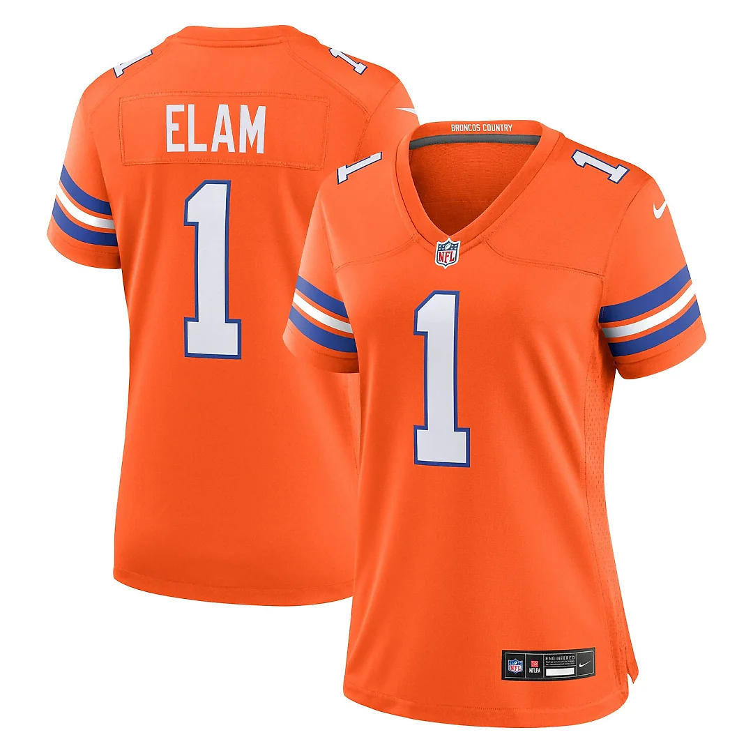 Zennovawear Jason Elam Denver Broncos Women's Mile High Collection 1977 Throwback Retired Player Game Jersey - Orange