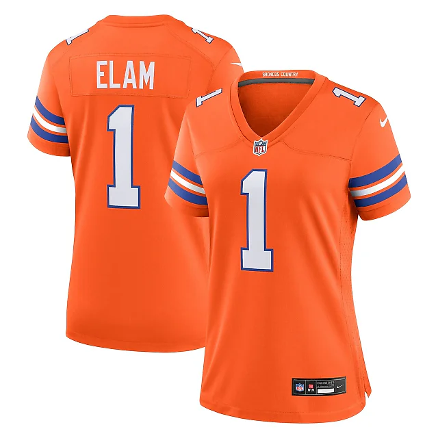 Zennovawear Jason Elam Denver Broncos Women's Mile High Collection 1977 Throwback Retired Player Game Jersey - Orange