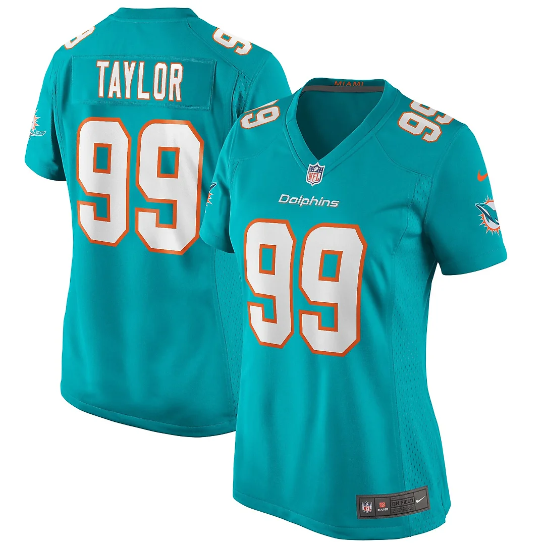 Zennovawear Jason Taylor Miami Dolphins Women's Game Retired Player Jersey - Aqua