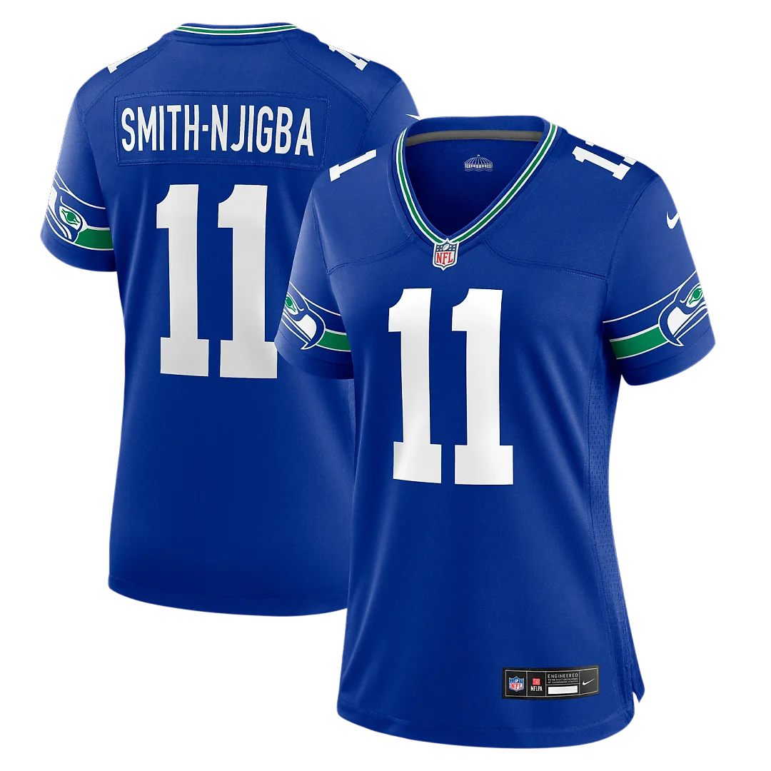 Zennovawear Jaxon Smith-Njigba Seattle Seahawks Women's Throwback Player Game Jersey - Royal