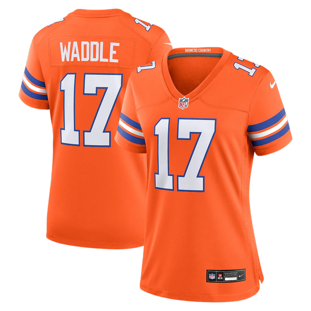 Zennovawear Jaylen Waddle Denver Broncos Women's Mile High Collection 1977 Throwback Game Jersey - Orange