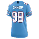 Zennovawear Jeffery Simmons Tennessee Titans Women's Game Jersey - Light Blue
