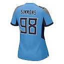 Zennovawear Jeffery Simmons Tennessee Titans Women's Team Game Jersey - Light Blue