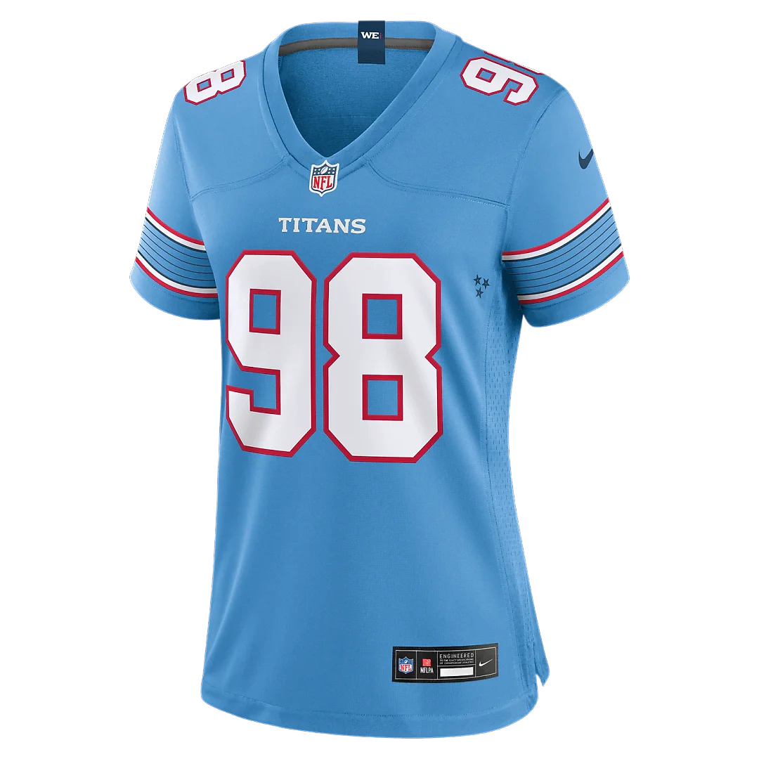 Zennovawear Jeffery Simmons Tennessee Titans Women's Game Jersey - Light Blue