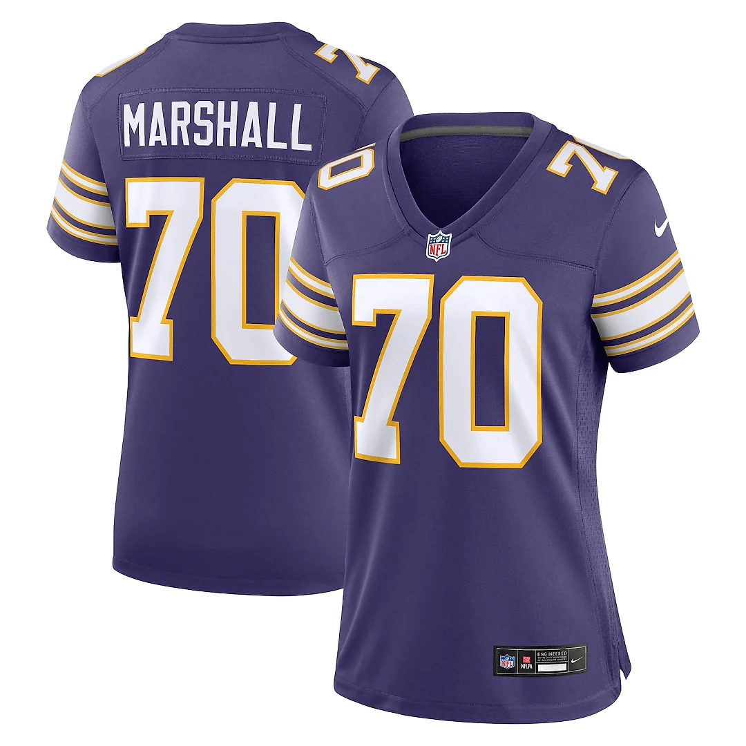 Zennovawear Jim Marshall Minnesota Vikings Women's Classic Retired Player Jersey - Purple