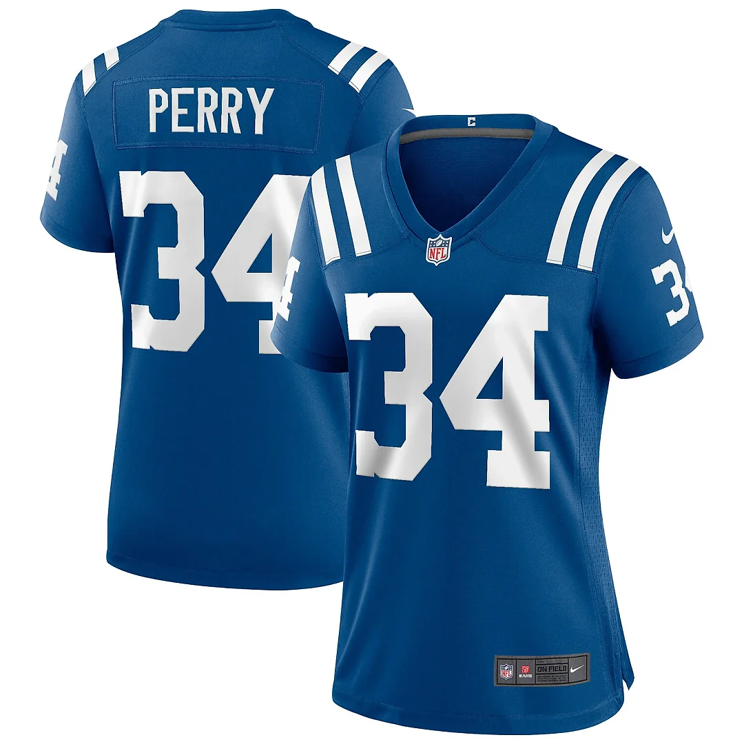 Zennovawear Joe Perry Indianapolis Colts Women's Game Retired Player Jersey - Royal