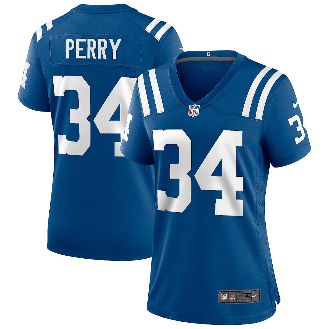 Zennovawear Joe Perry Indianapolis Colts Women's Game Retired Player Jersey - Royal