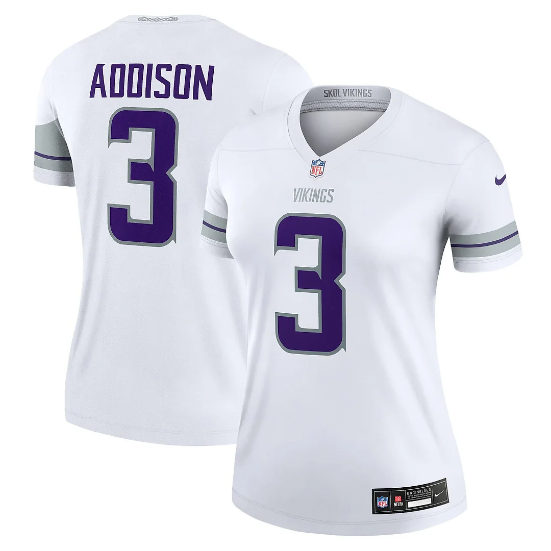 Zennovawear Jordan Addison Minnesota Vikings Women's Alternate Legend Player Performance Top - White