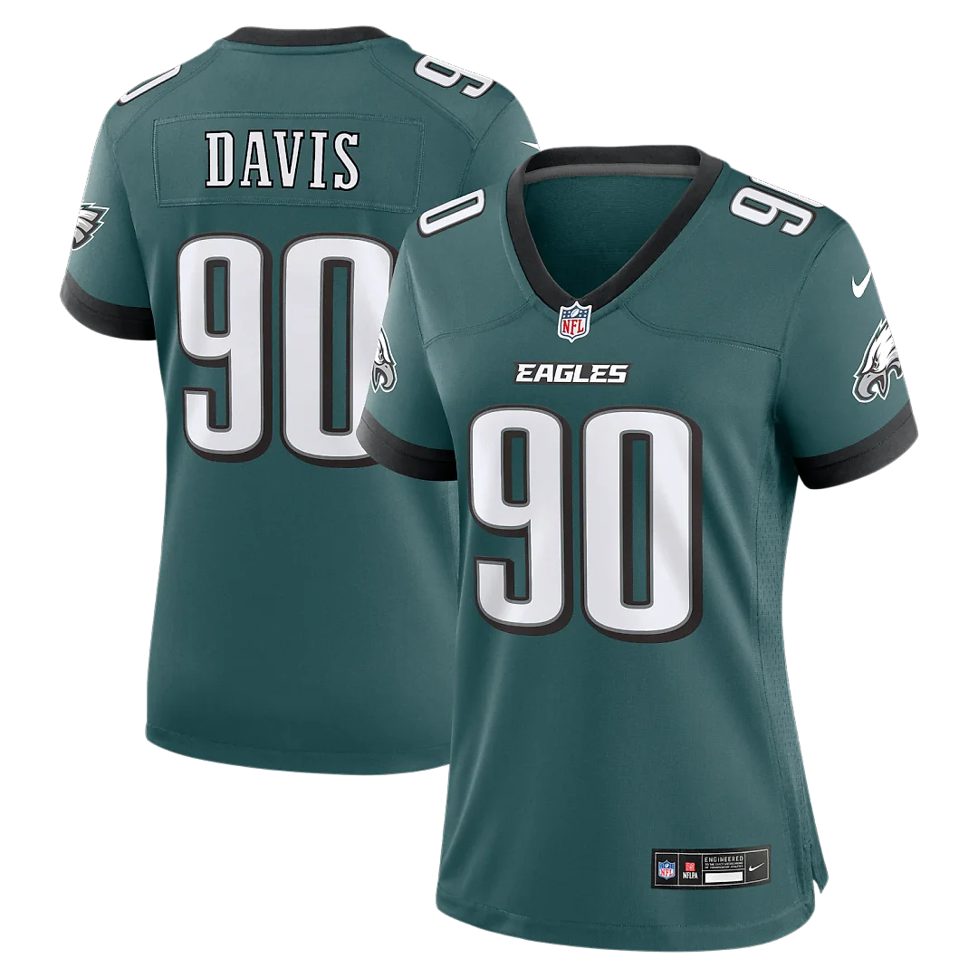 Zennovawear Jordan Davis Philadelphia Eagles Women's Team Game Jersey - Midnight Green
