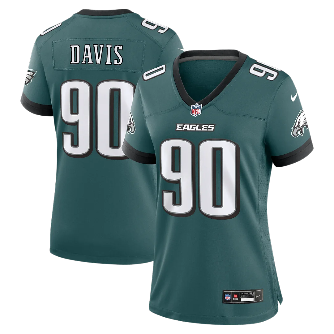 Zennovawear Jordan Davis Philadelphia Eagles Women's Team Game Jersey - Midnight Green