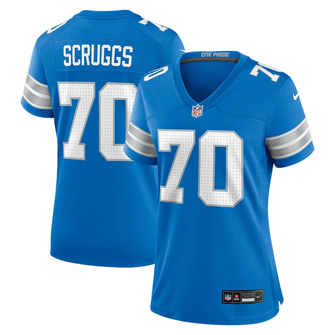 Zennovawear Juice Scruggs Detroit Lions Women's Team Game Jersey - Blue