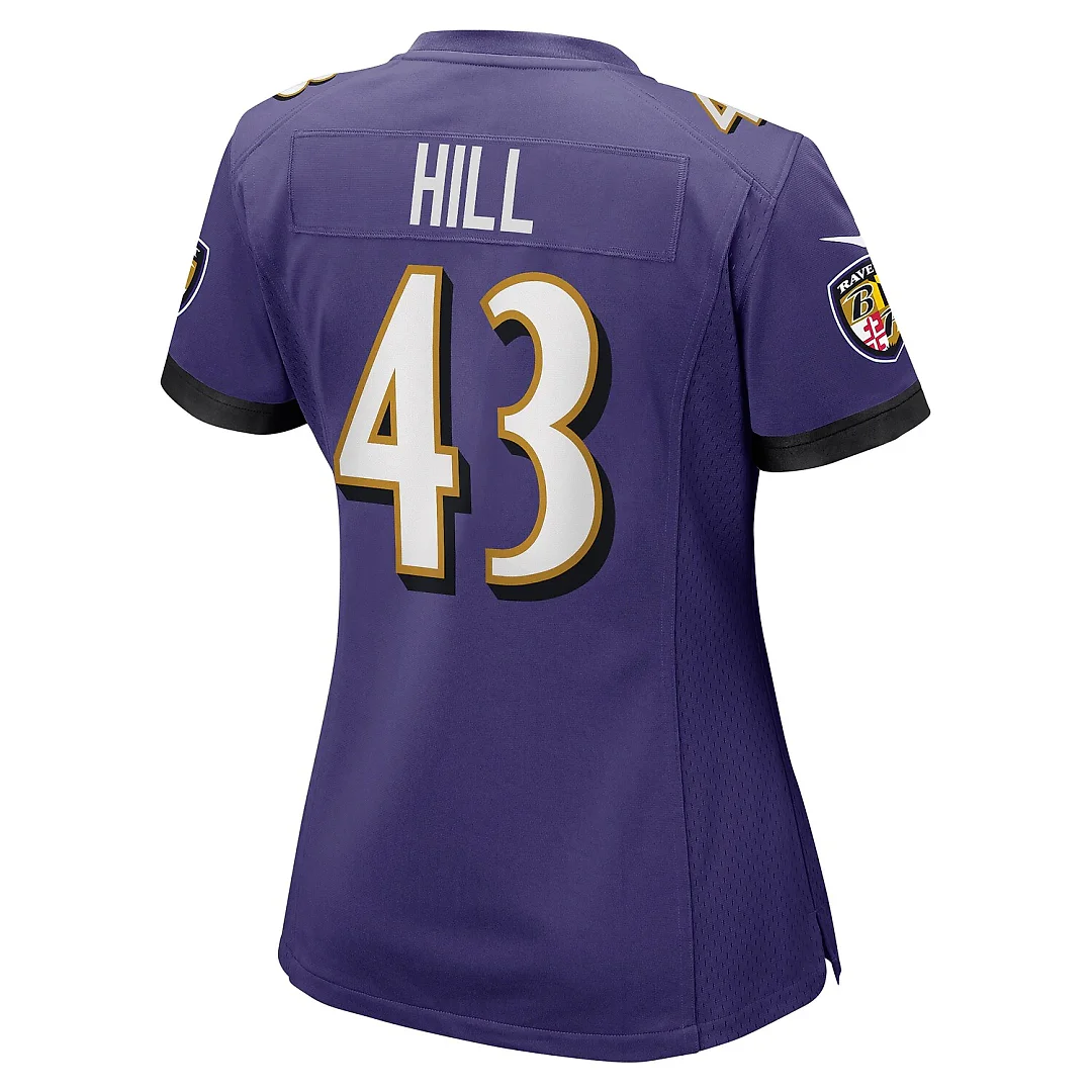 Zennovawear Justice Hill Baltimore Ravens Women's Game Jersey - Purple