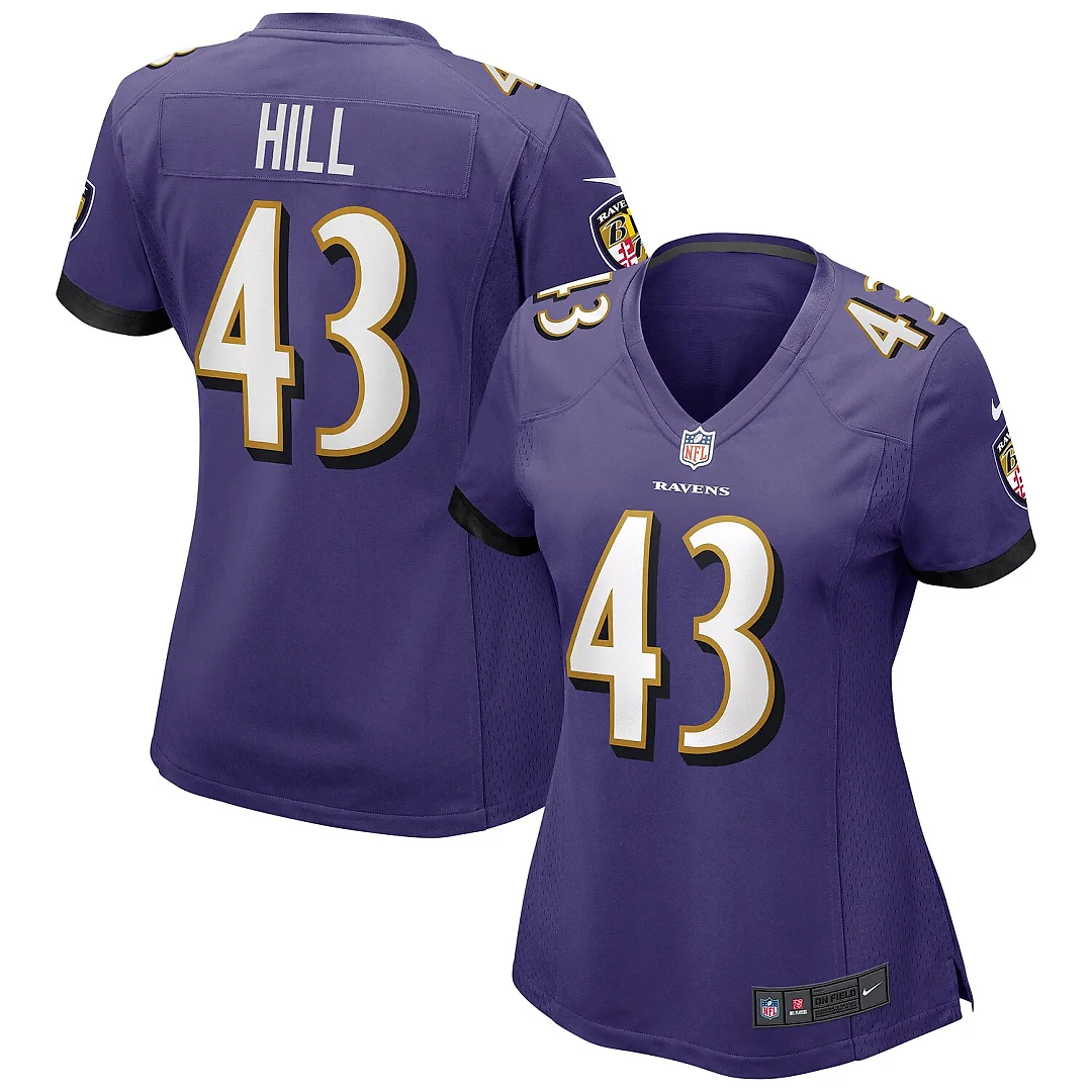 Zennovawear Justice Hill Baltimore Ravens Women's Game Jersey - Purple