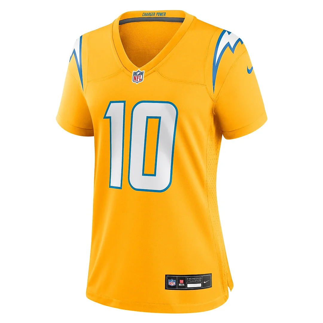 Zennovawear Justin Herbert Los Angeles Chargers Women's Alternate Charger Power Game Jersey - Gold
