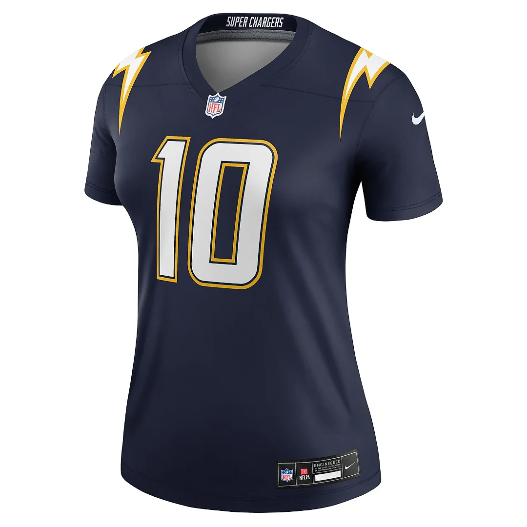 Zennovawear Justin Herbert Los Angeles Chargers Women's Alternate Super Chargers Legend Player Performance Top - Navy