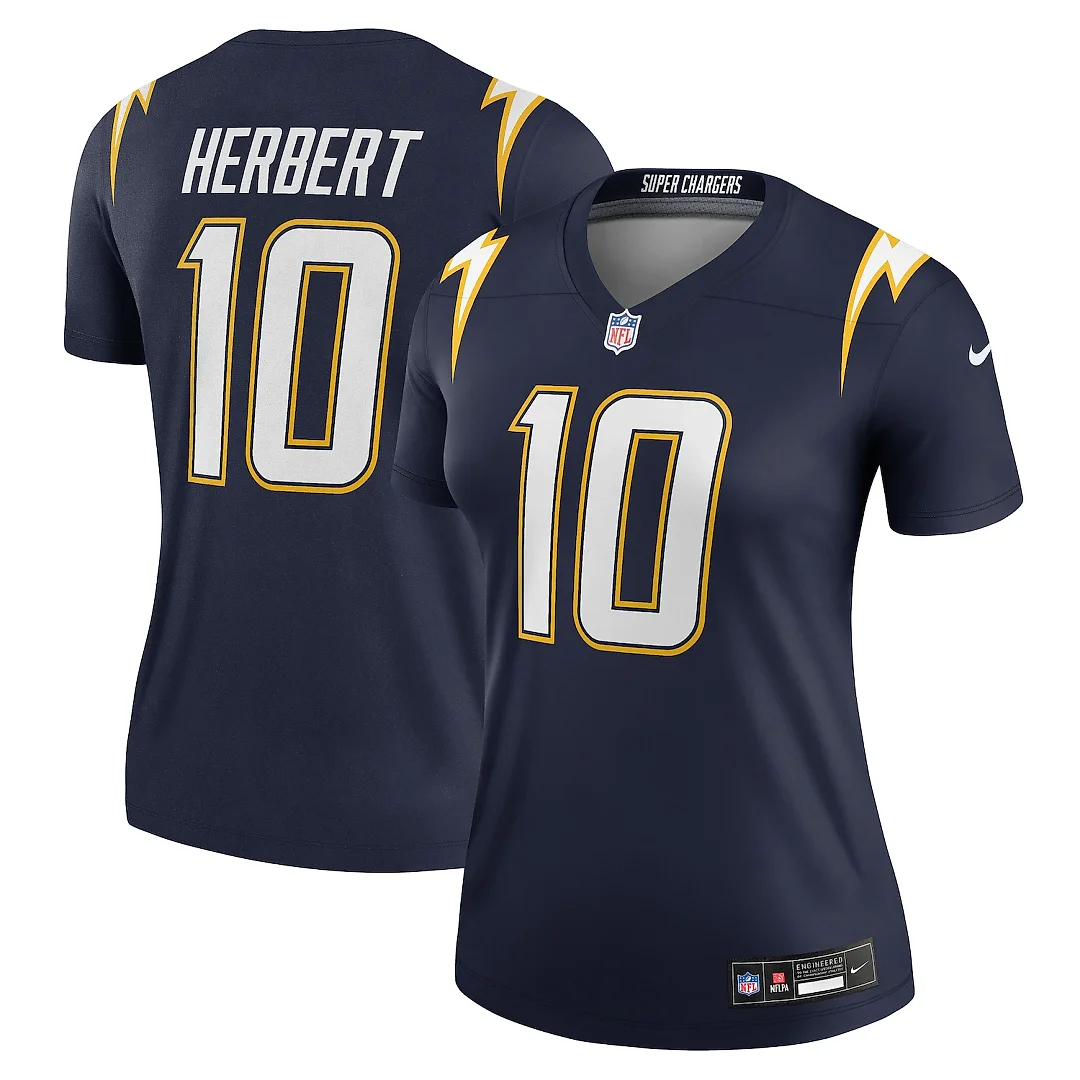 Zennovawear Justin Herbert Los Angeles Chargers Women's Alternate Super Chargers Legend Player Performance Top - Navy
