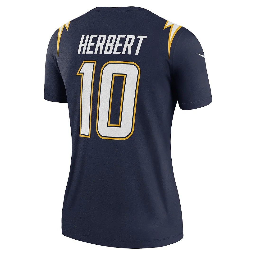 Zennovawear Justin Herbert Los Angeles Chargers Women's Alternate Super Chargers Legend Player Performance Top - Navy