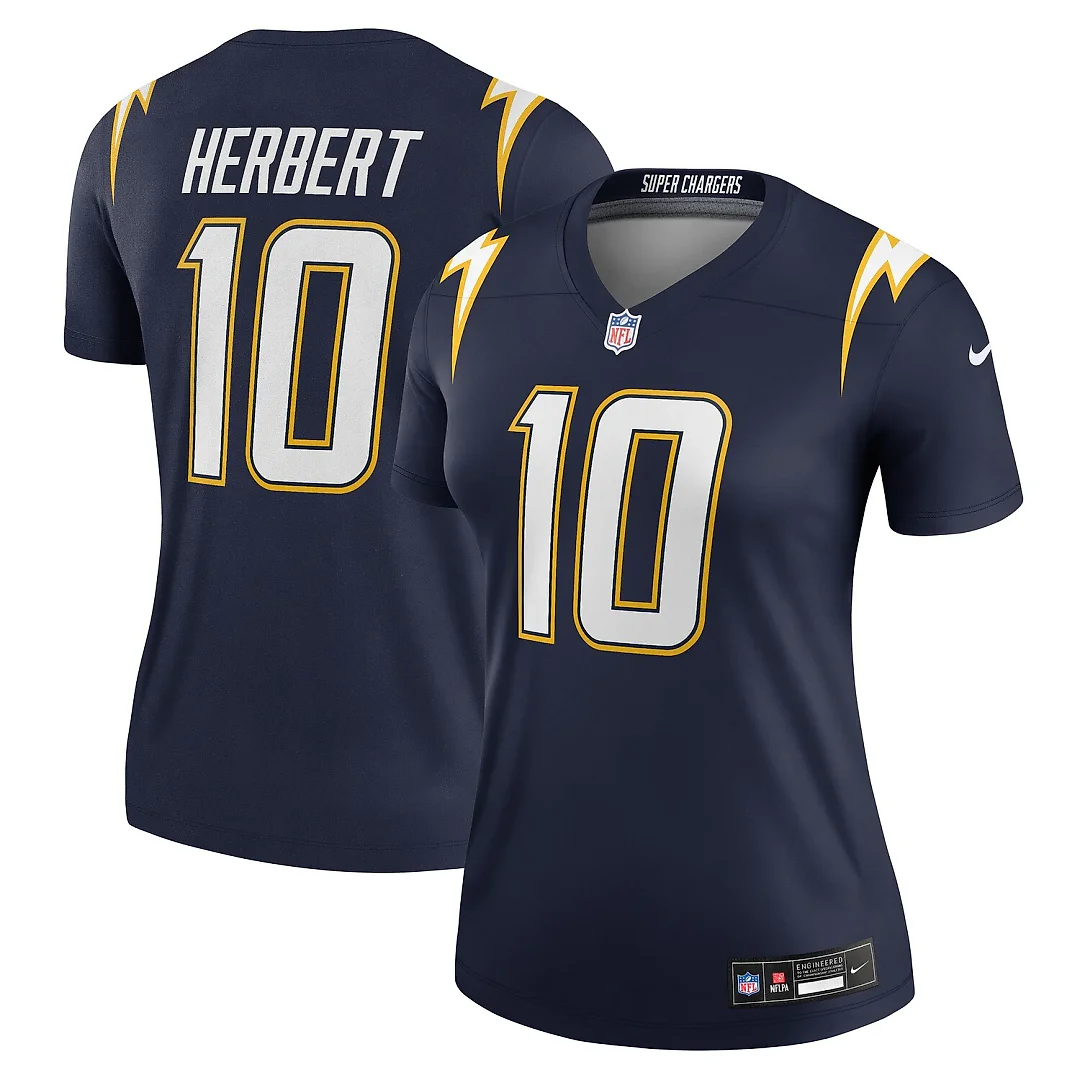 Zennovawear Justin Herbert Los Angeles Chargers Women's Alternate Super Chargers Legend Player Performance Top - Navy