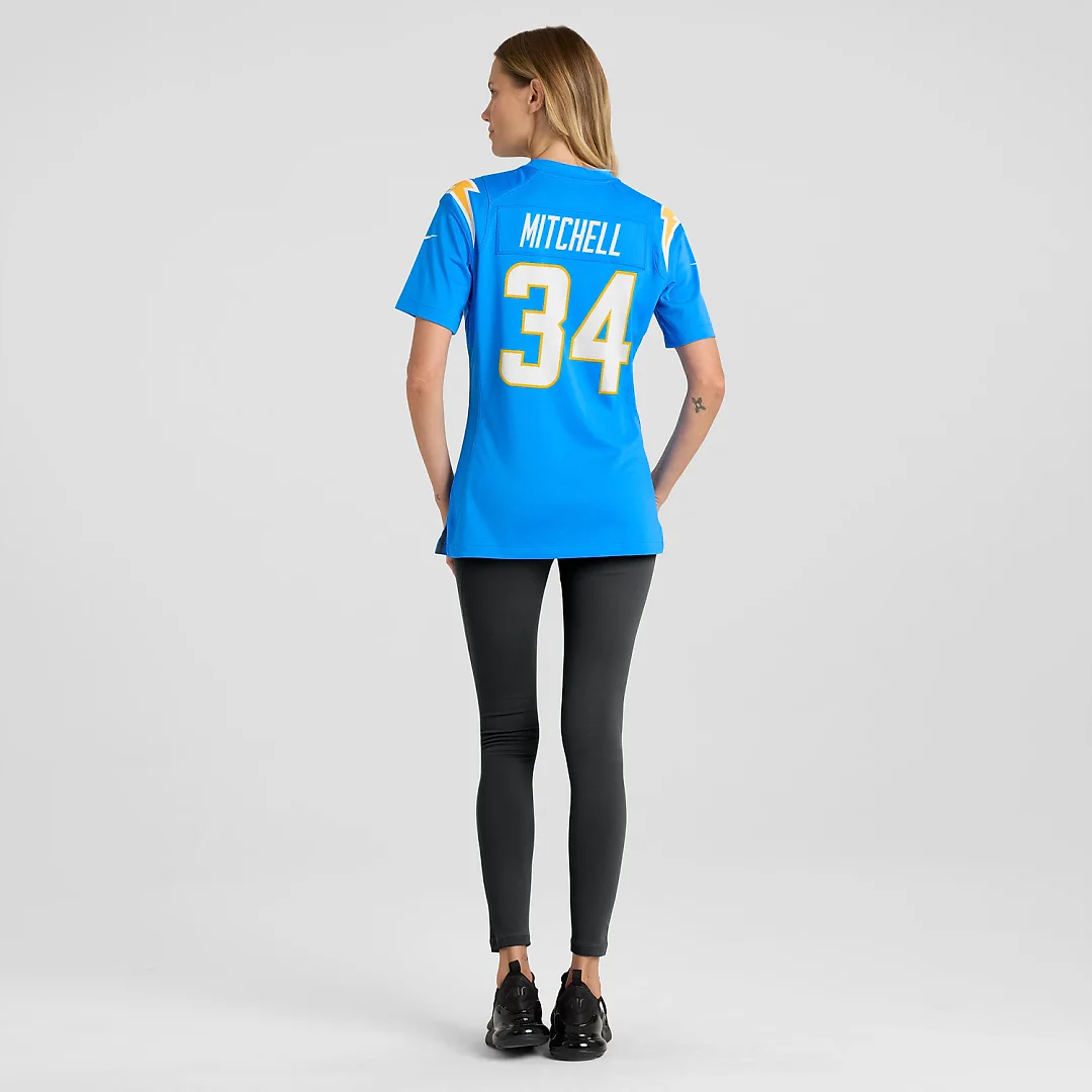 Zennovawear Keaton Mitchell Los Angeles Chargers Women's Team Game Jersey - Powder Blue