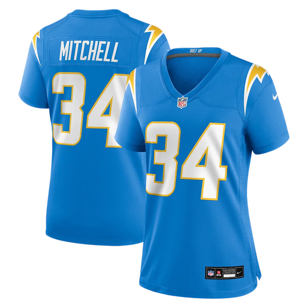 Zennovawear Keaton Mitchell Los Angeles Chargers Women's Team Game Jersey - Powder Blue