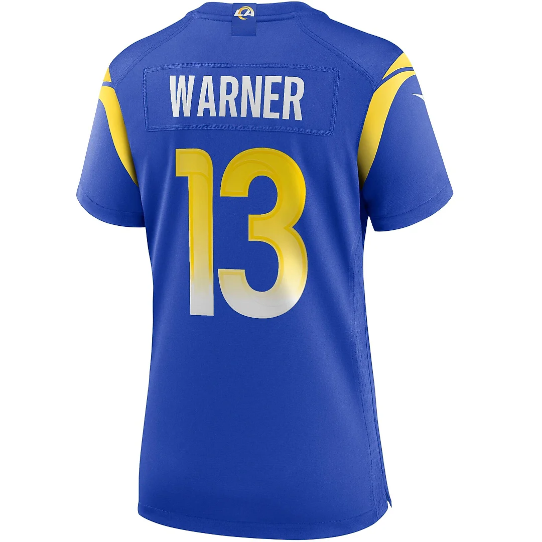 Zennovawear Kurt Warner Los Angeles Rams Women's Game Retired Player Jersey - Royal