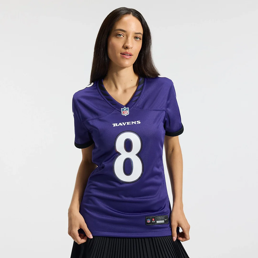 Zennovawear Lamar Jackson Baltimore Ravens Women's Team Game Jersey - Purple