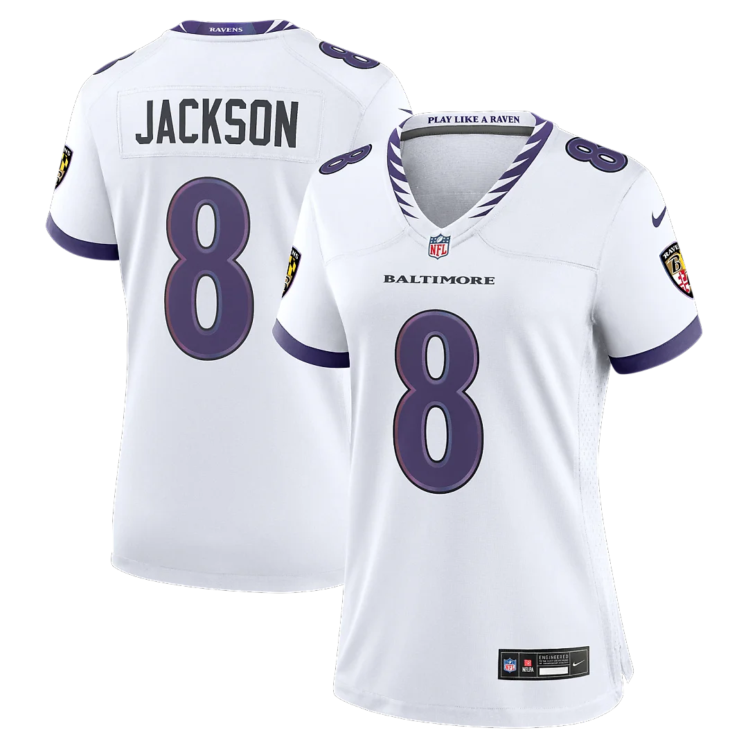 Zennovawear Lamar Jackson Baltimore Ravens Women's Game Jersey - White