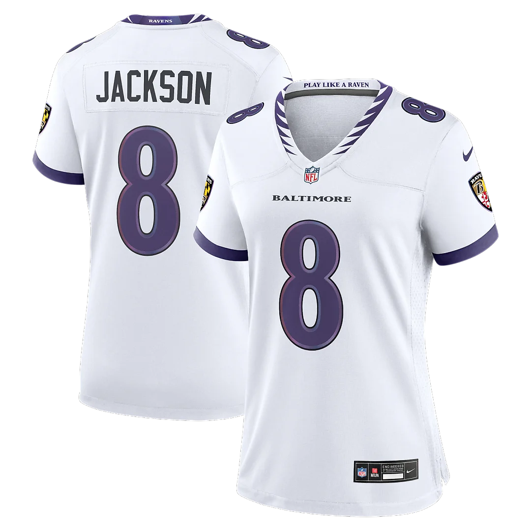 Zennovawear Lamar Jackson Baltimore Ravens Women's Game Jersey - White