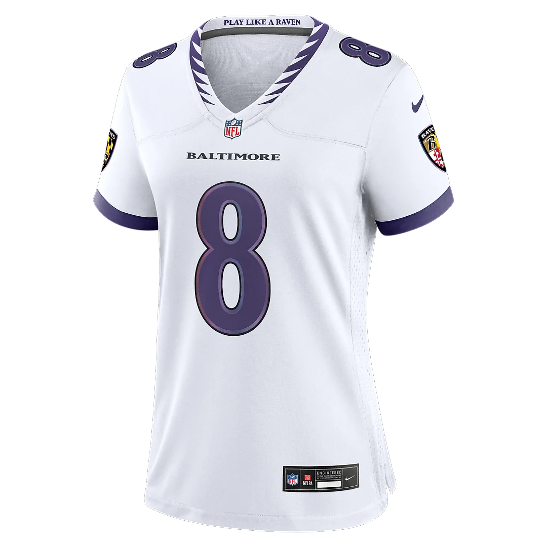 Zennovawear Lamar Jackson Baltimore Ravens Women's Game Jersey - White