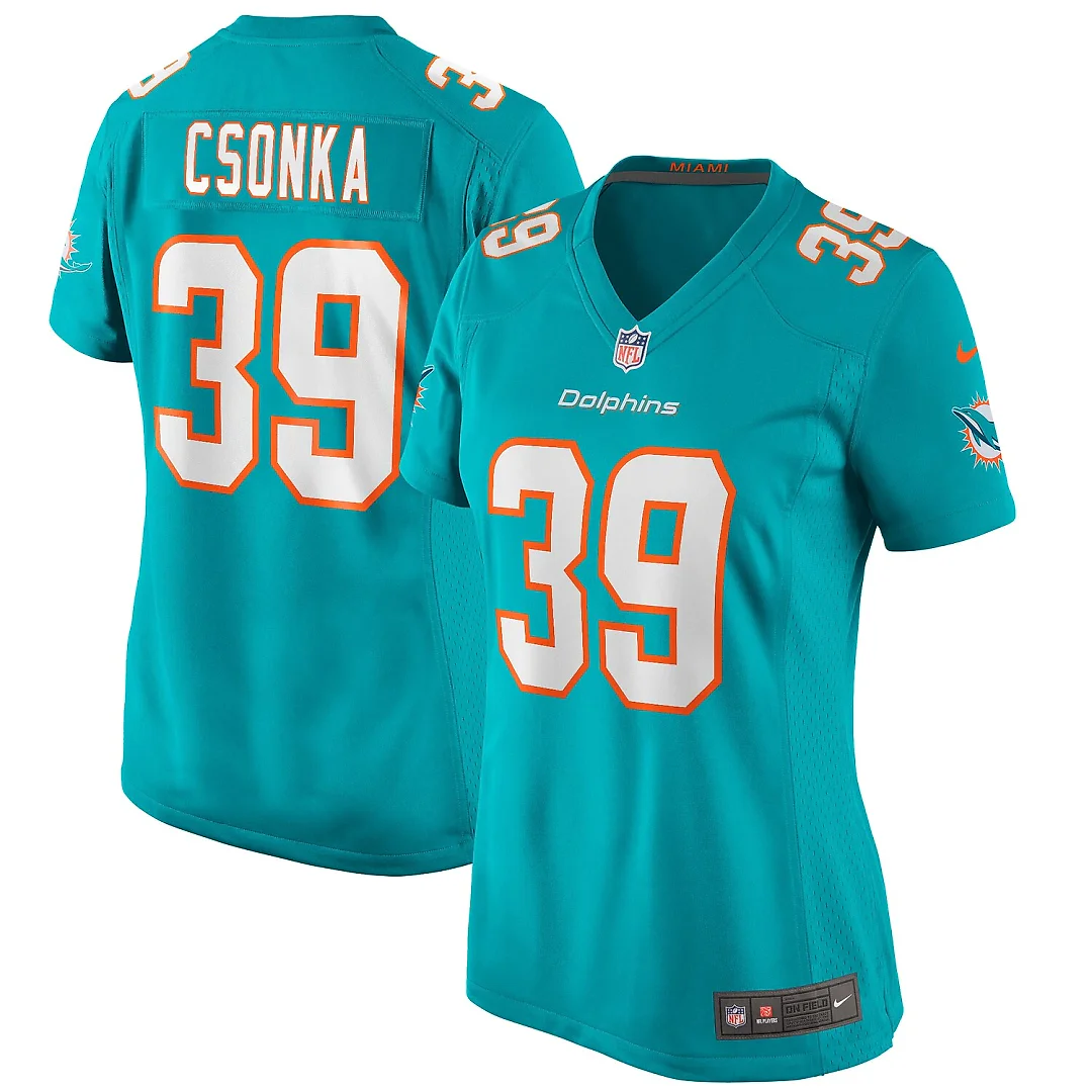 Zennovawear Larry Csonka Miami Dolphins Women's Game Retired Player Jersey - Aqua