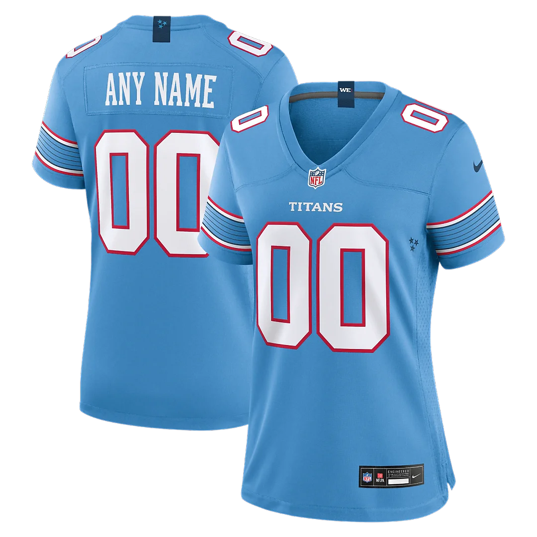 Zennovawear Tennessee Titans Women's Game Custom Jersey - Light Blue