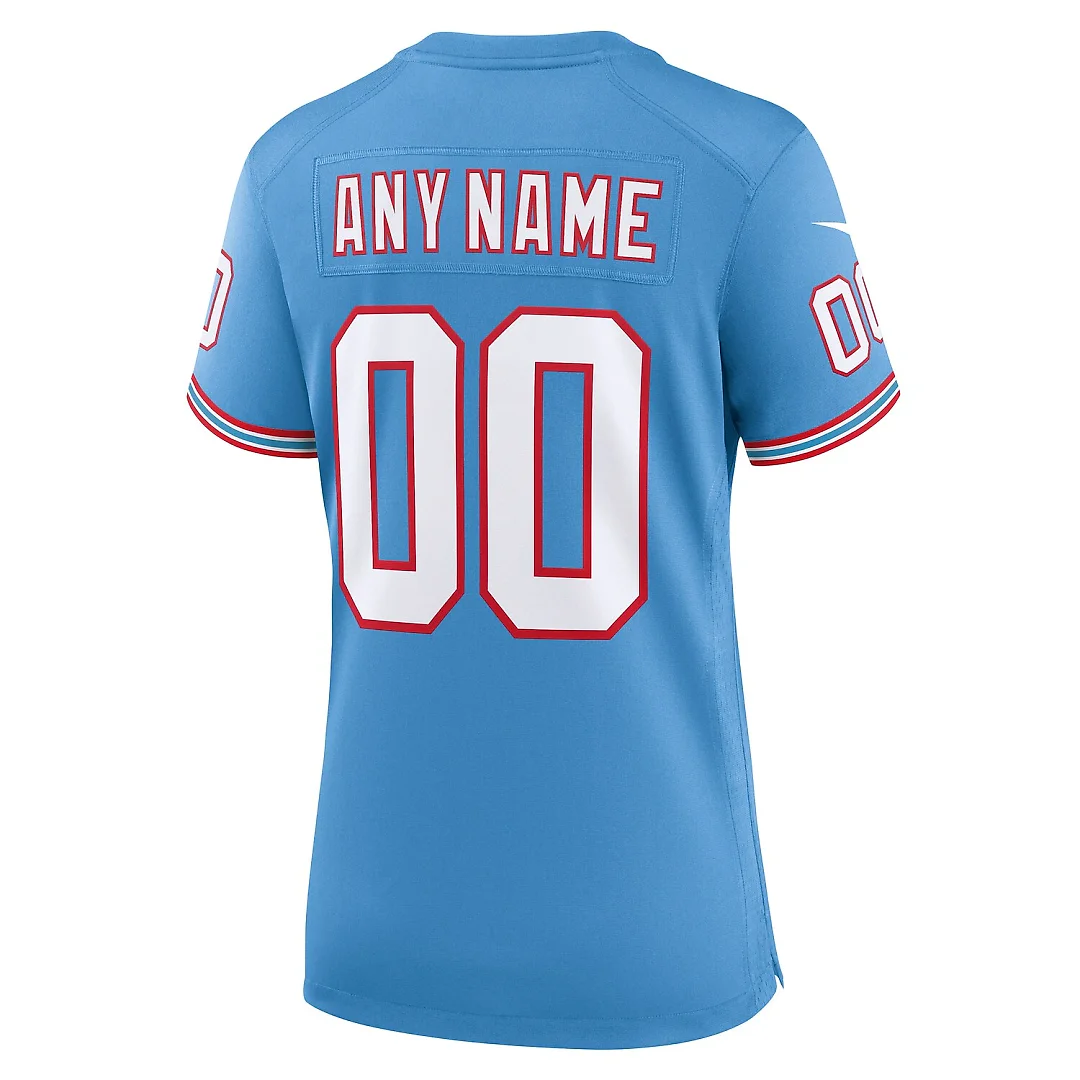 Zennovawear Tennessee Titans Women's Oilers Throwback Custom Game Jersey - Light Blue