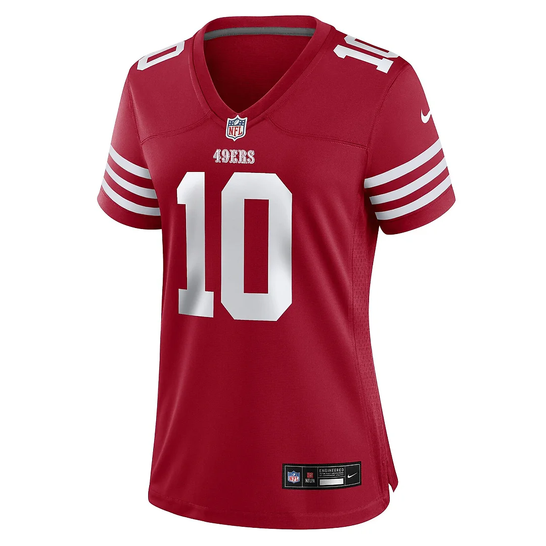 Zennovawear Mac Jones San Francisco 49ers Women's Team Game Jersey - Scarlet