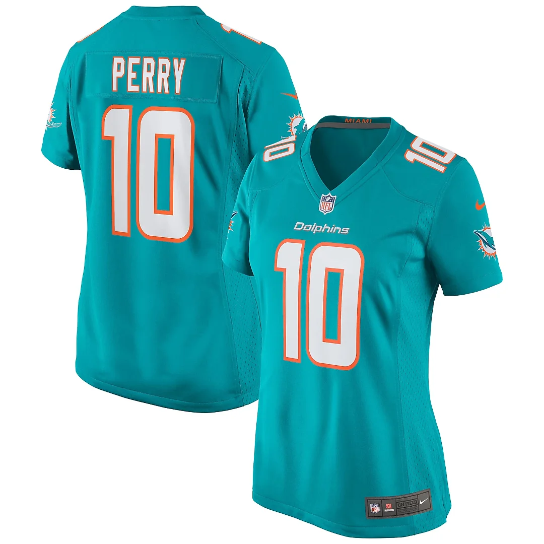 Zennovawear Malcolm Perry Miami Dolphins Women's Game Jersey - Aqua