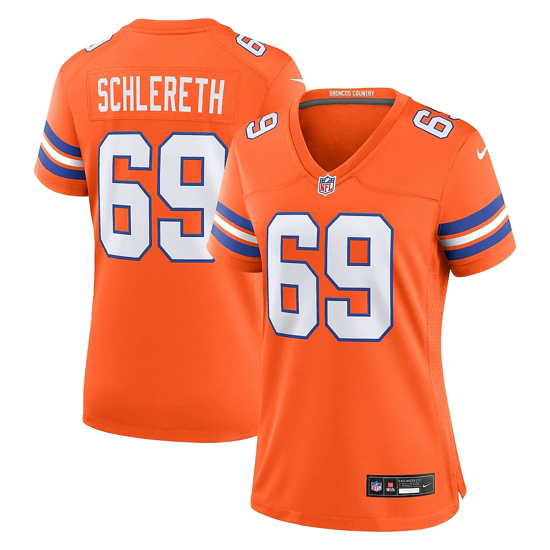 Zennovawear Mark Schlereth Denver Broncos Women's Mile High Collection 1977 Throwback Retired Player Game Jersey - Orange