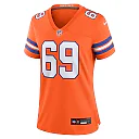 Zennovawear Mark Schlereth Denver Broncos Women's Mile High Collection 1977 Throwback Retired Player Game Jersey - Orange