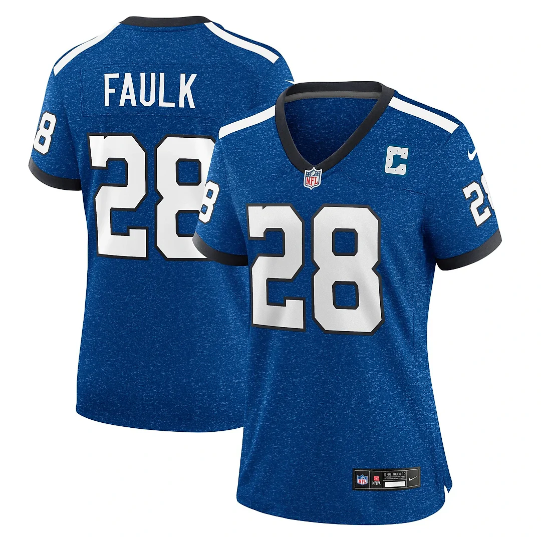 Zennovawear Marshall Faulk Indianapolis Colts Women's Indiana Nights Alternate Game Jersey - Royal