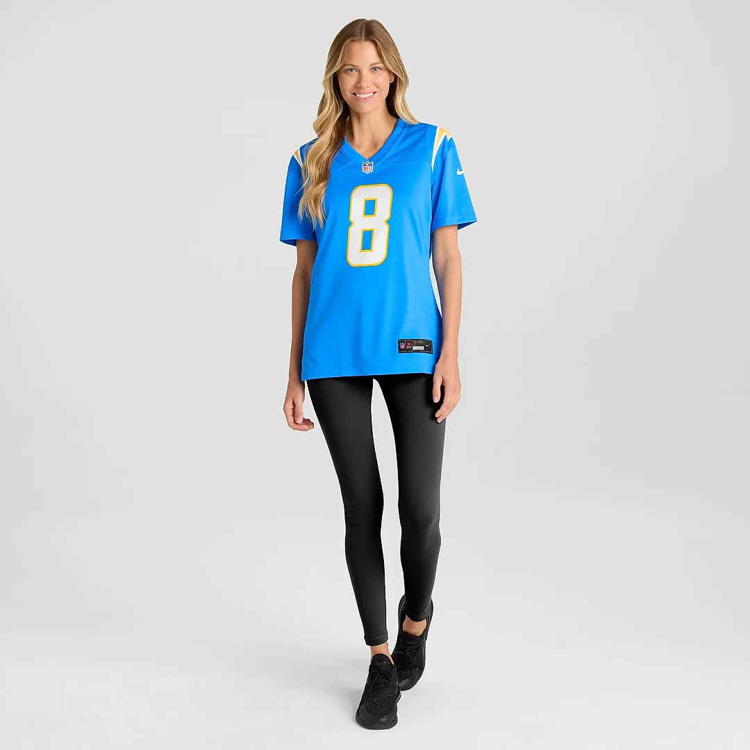 Zennovawear Max Duggan Los Angeles Chargers Women's Team Game Jersey - Powder Blue