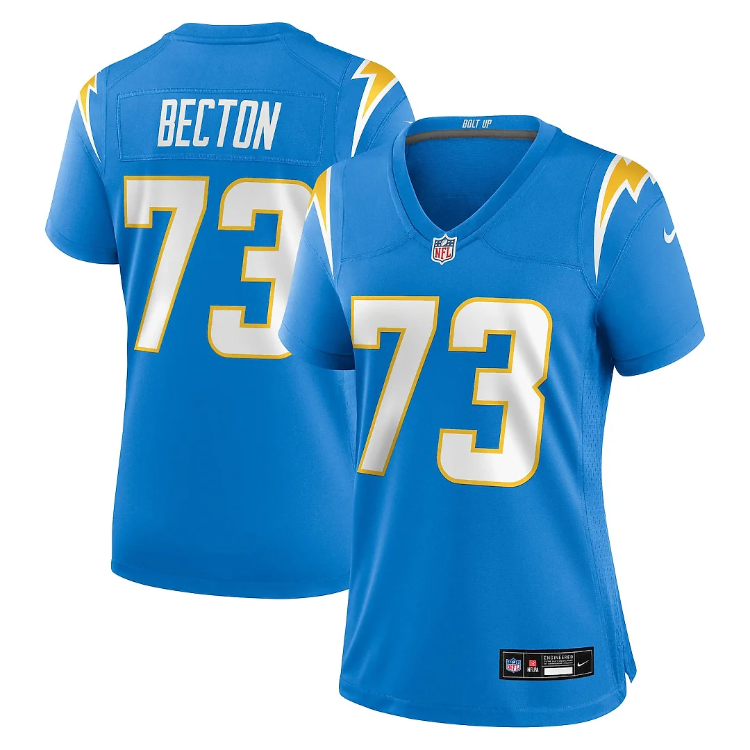 Zennovawear Mekhi Becton Los Angeles Chargers Women's Team Game Jersey - Powder Blue