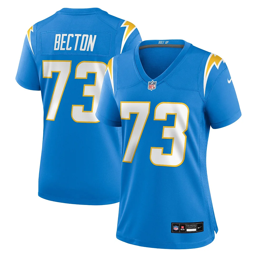 Zennovawear Mekhi Becton Los Angeles Chargers Women's Team Game Jersey - Powder Blue