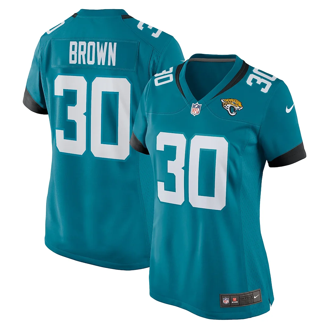 Zennovawear Montaric Brown Jacksonville Jaguars Women's Game Player Jersey - Teal