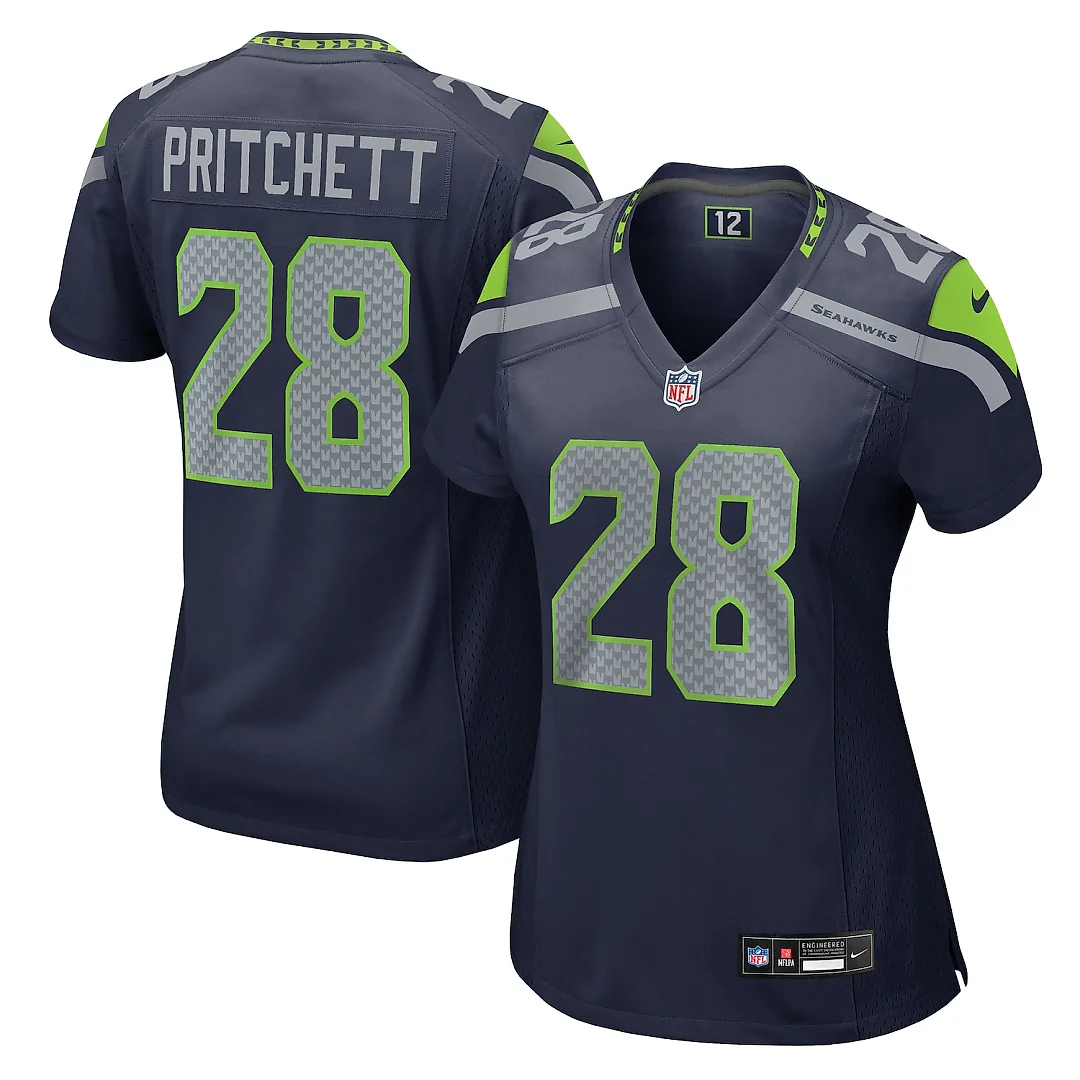 Zennovawear Nehemiah Pritchett Seattle Seahawks Women's Team Game Jersey - College Navy