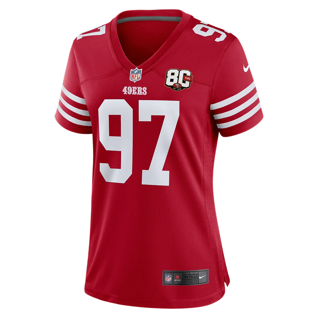 Zennovawear Nick Bosa San Francisco 49ers Women's 80th Anniversary Game Jersey - Scarlet