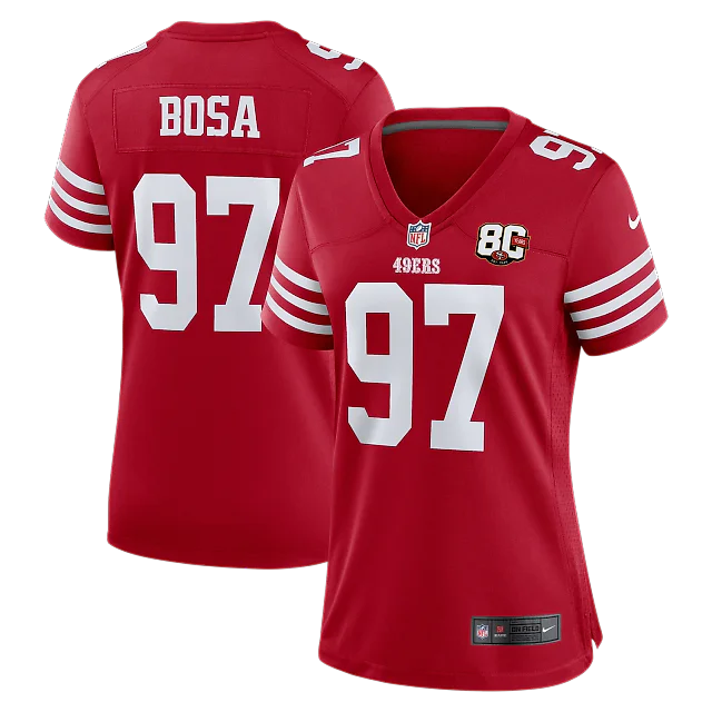 Zennovawear Nick Bosa San Francisco 49ers Women's 80th Anniversary Game Jersey - Scarlet