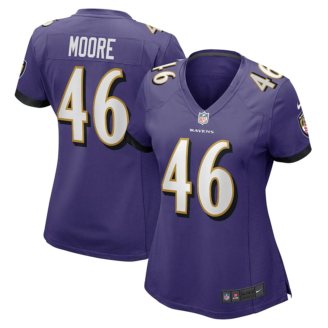 Zennovawear Nick Moore Baltimore Ravens Women's Game Player Jersey - Purple