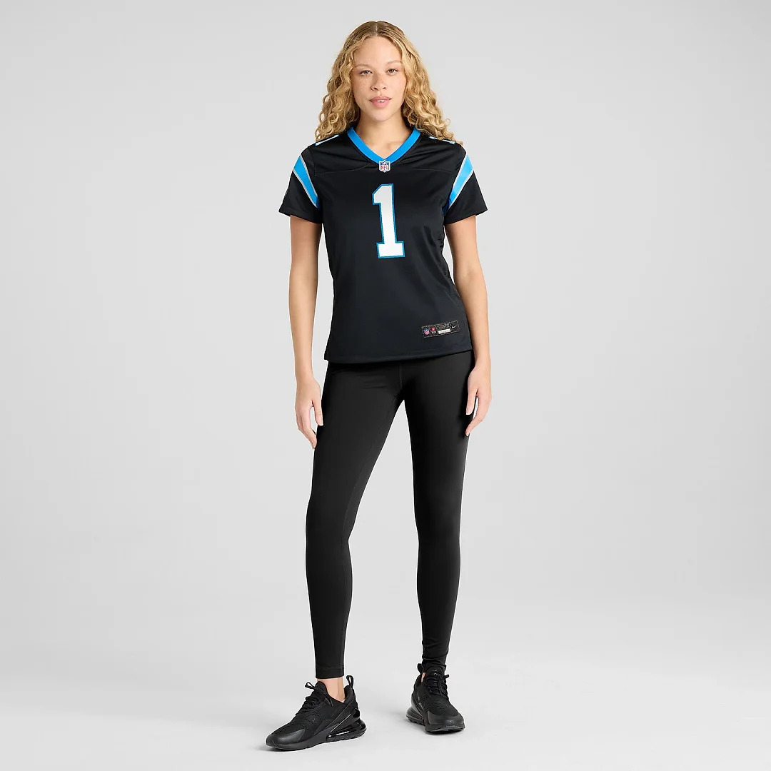 Zennovawear Number 1 Bride Carolina Panthers Women's Game Jersey - Black