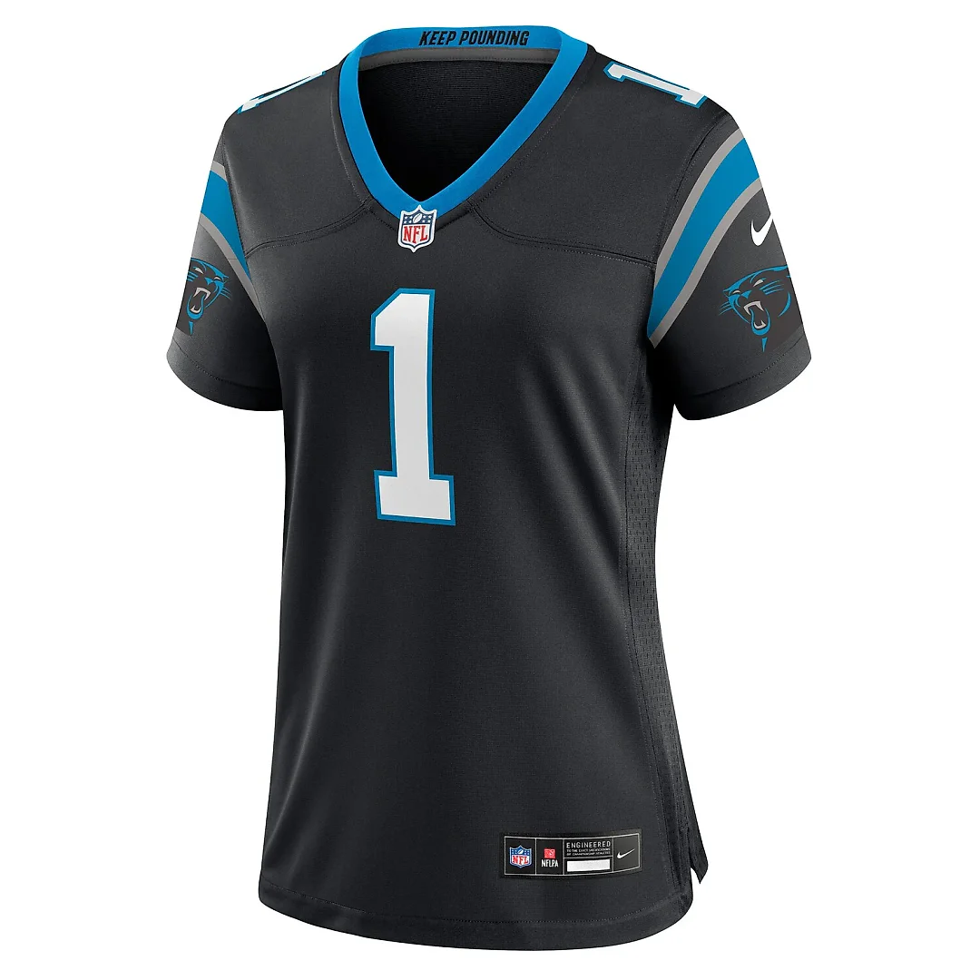 Zennovawear Number 1 Bride Carolina Panthers Women's Game Jersey - Black