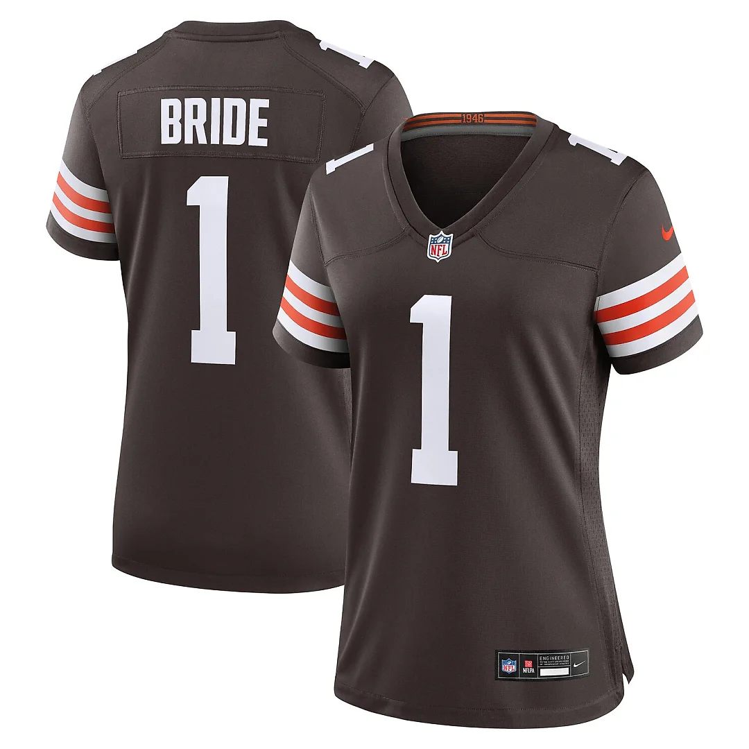 Zennovawear Number 1 Bride Cleveland Browns Women's Game Jersey - Brown