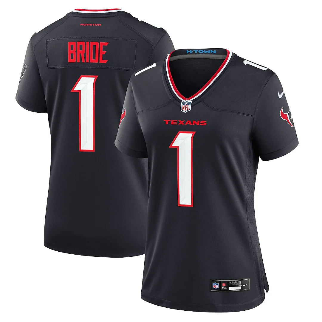 Zennovawear Number 1 Bride Houston Texans Women's Game Jersey - Navy