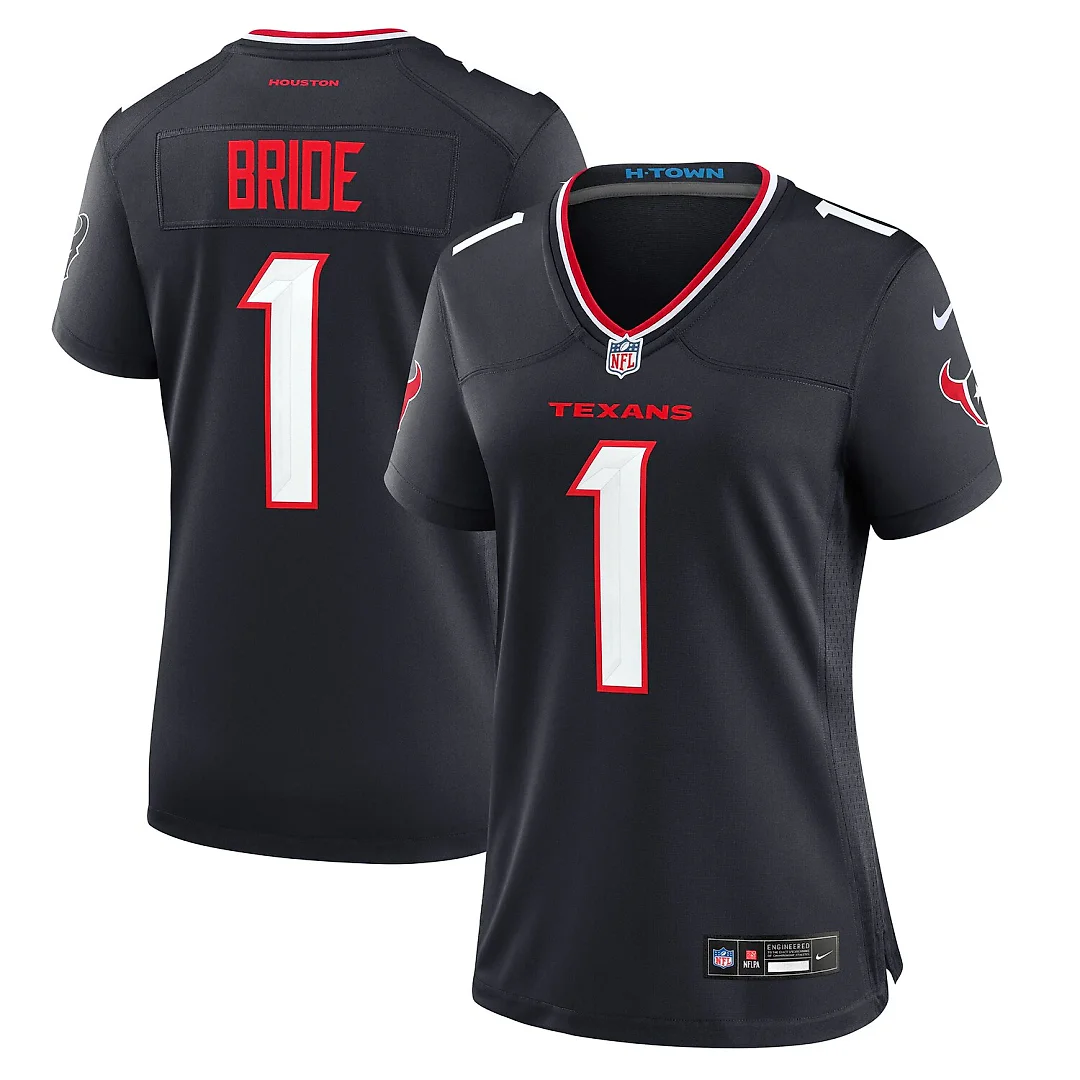 Zennovawear Number 1 Bride Houston Texans Women's Game Jersey - Navy